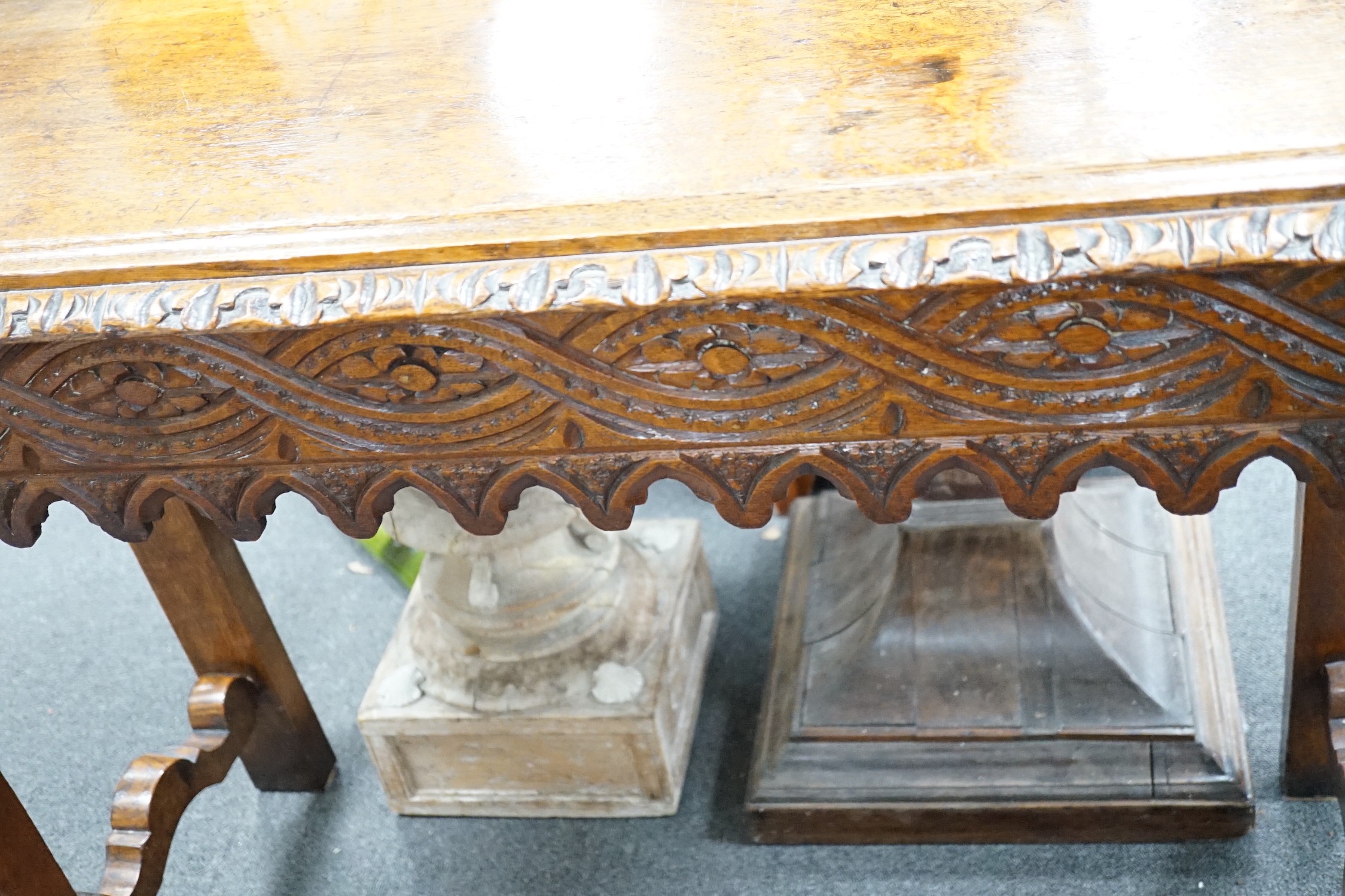 A late Victorian carved oak pool table, width 104cm *Please note the sale commences at 9am.